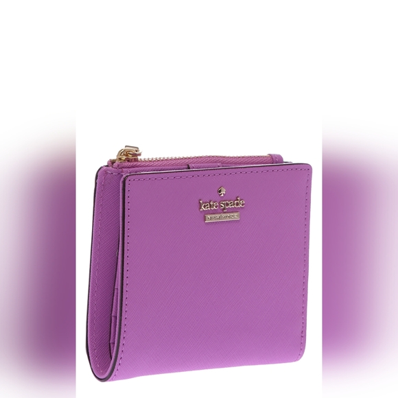 Kate Spade New York Adalyn Purple Zipper Leather Lined Wristlet Wallet - Picture 10 of 10